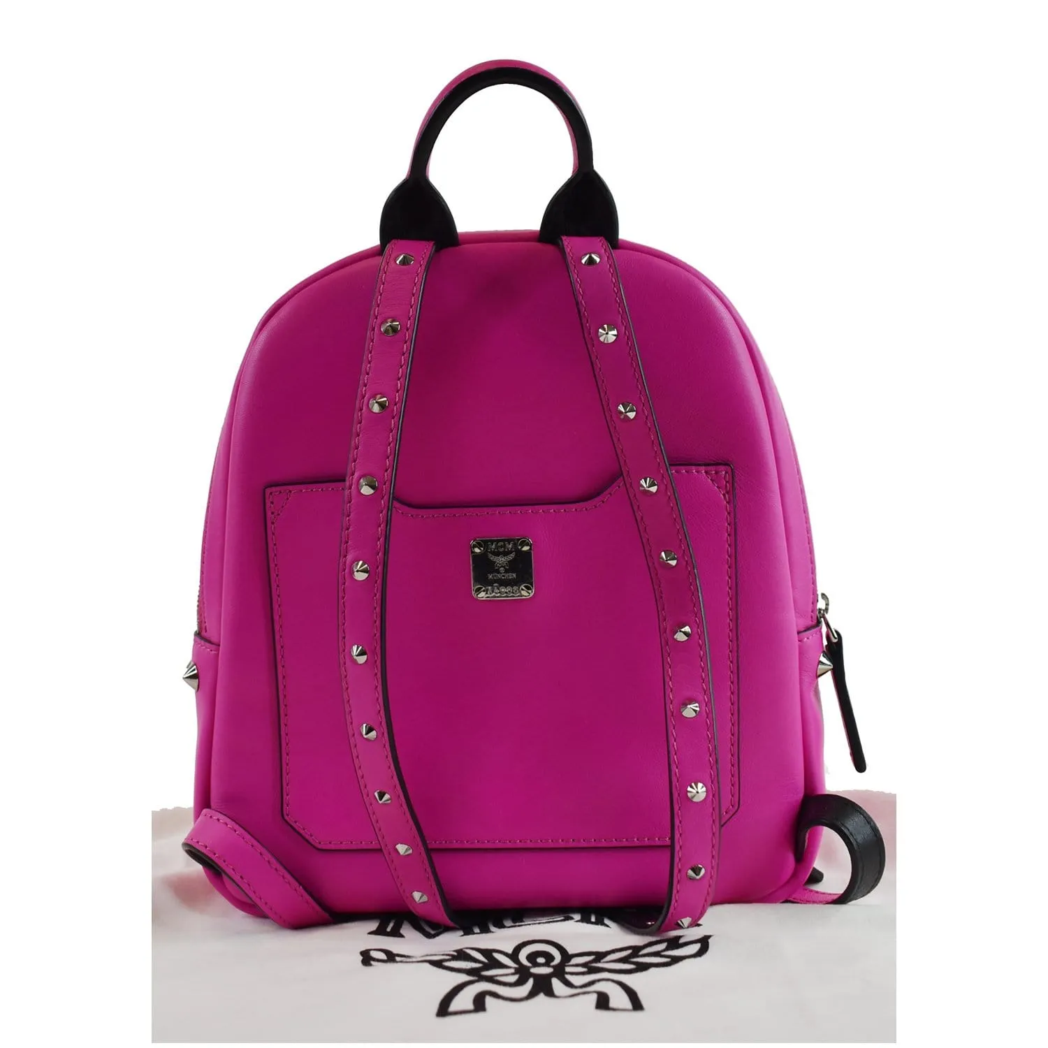 MCM Mini Duchess Polke Studs Calfskin Leather Backpack Electric Pink