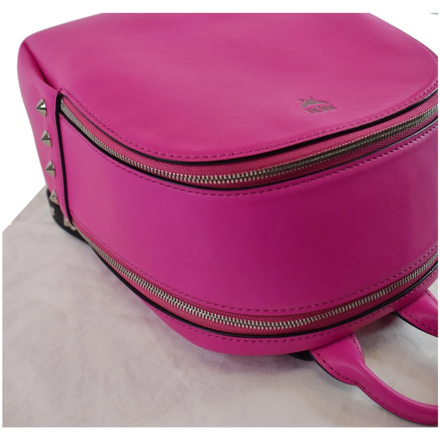 MCM Mini Duchess Polke Studs Calfskin Leather Backpack Electric Pink