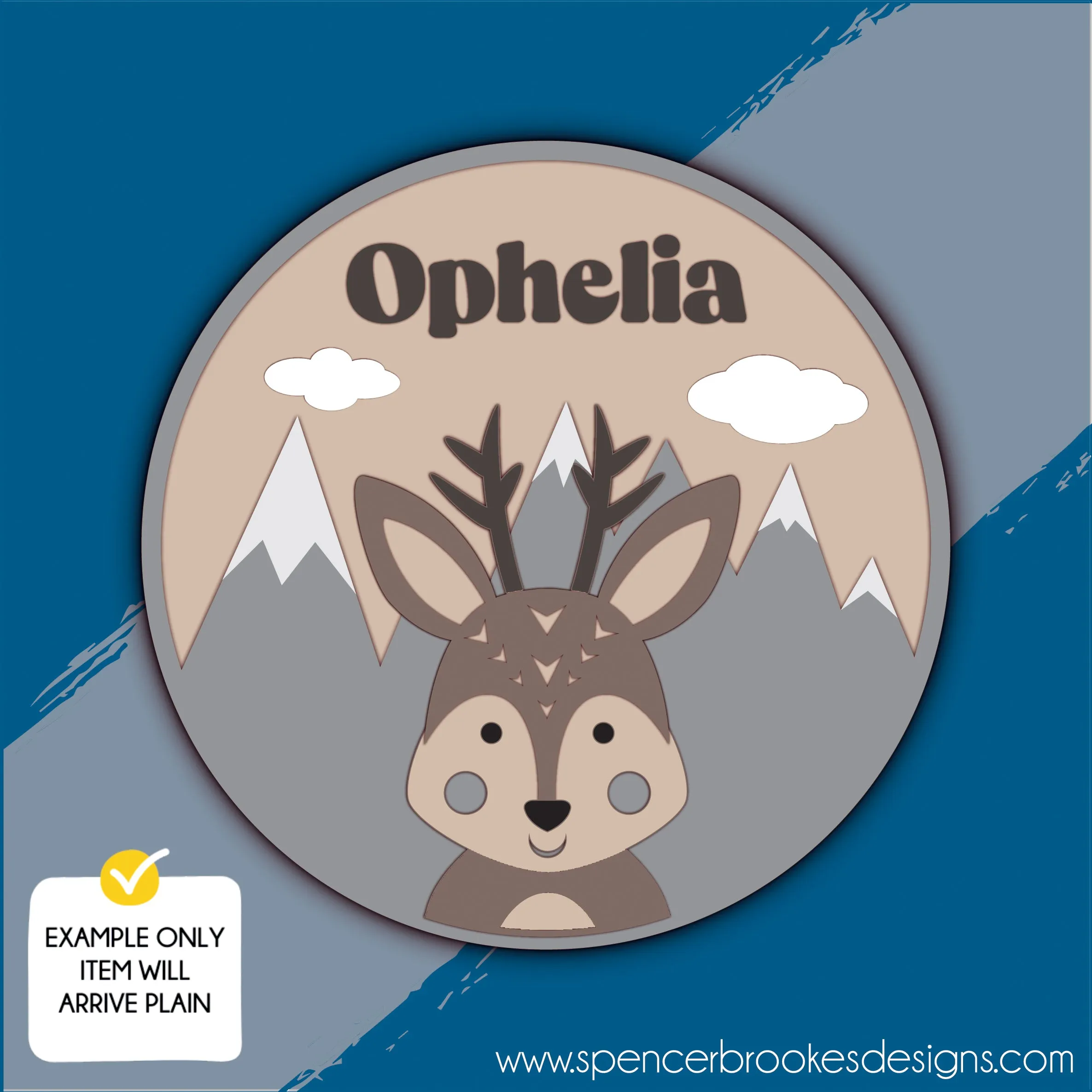 MDF Layered Name Plaque - Deer and Mountains