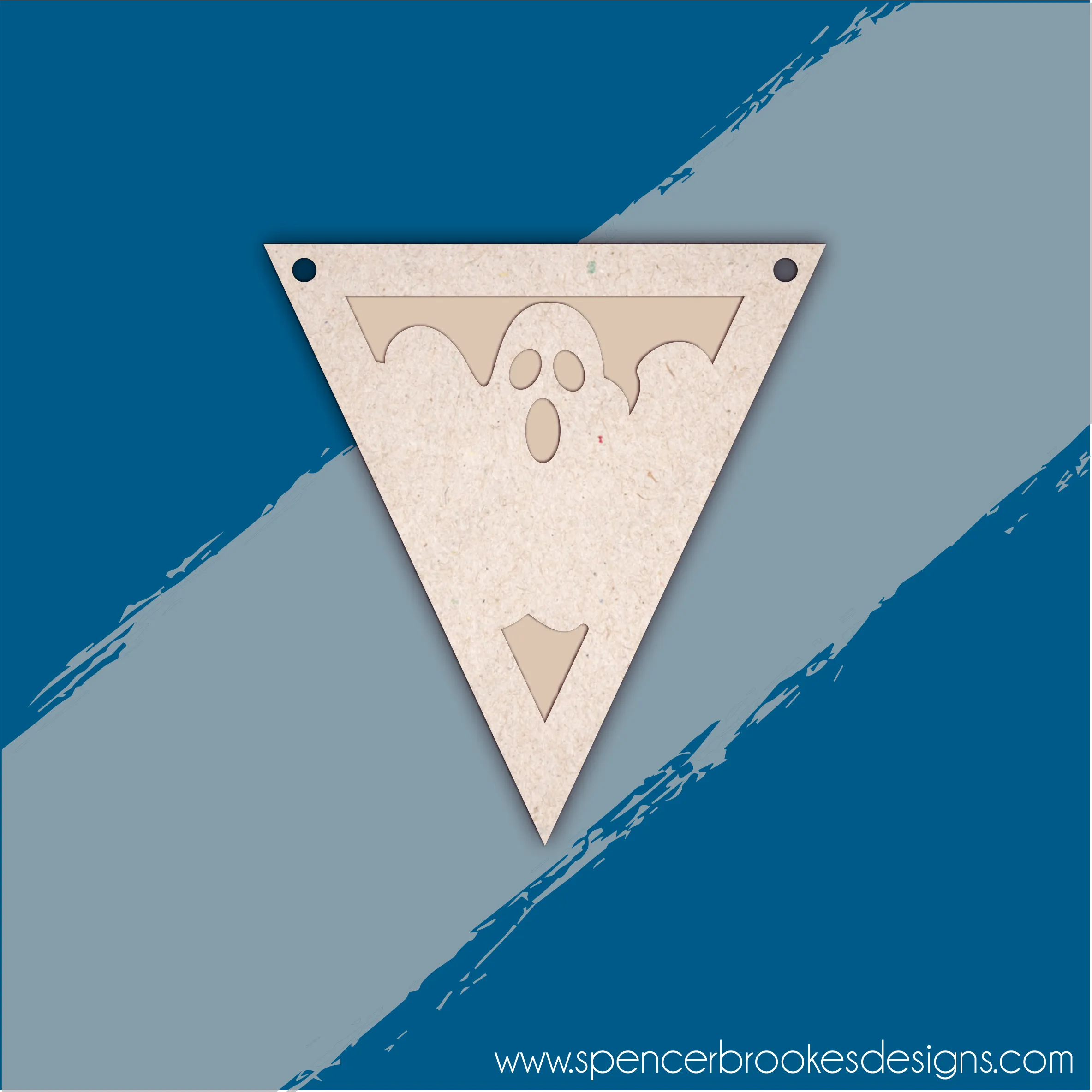 MDF Layered Triangle Halloween Flag Bunting - Ghost