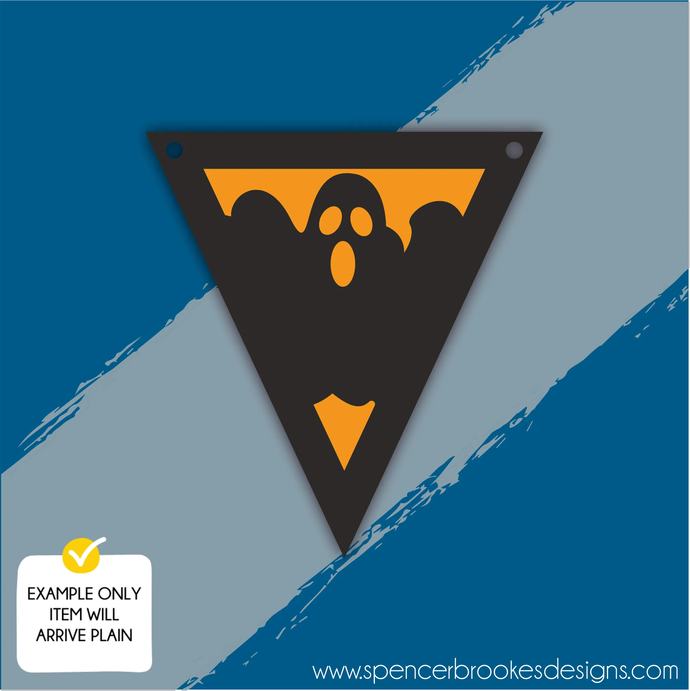 MDF Layered Triangle Halloween Flag Bunting - Ghost