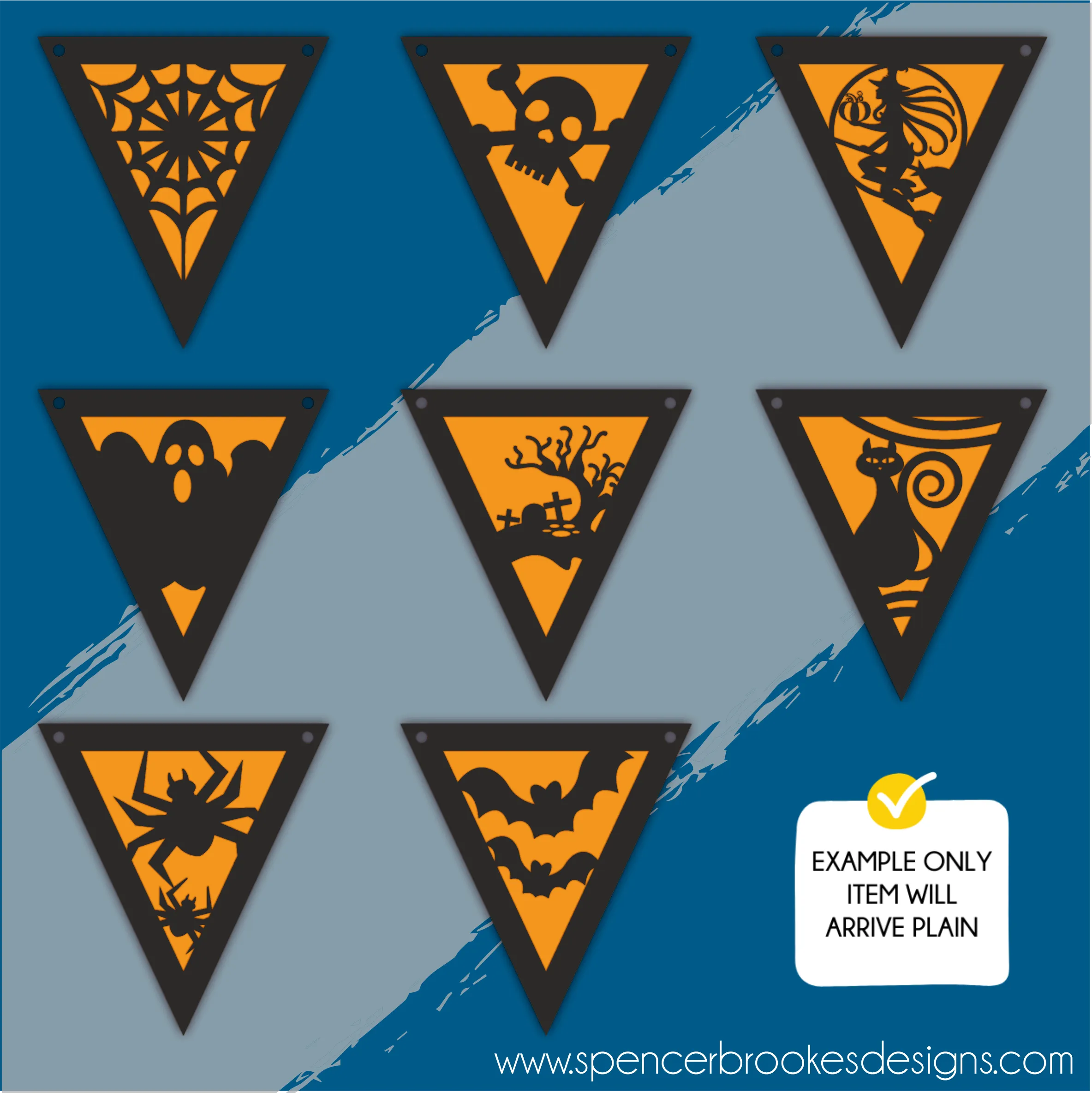 MDF Layered Triangle Halloween Flag Bunting Set