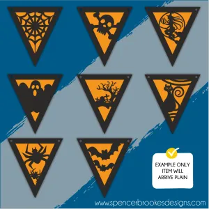 MDF Layered Triangle Halloween Flag Bunting Set