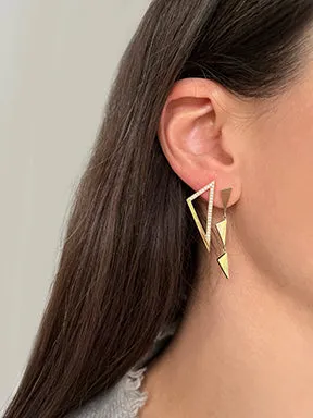 Medium Half Diamond Triangle Earrings | White Gold