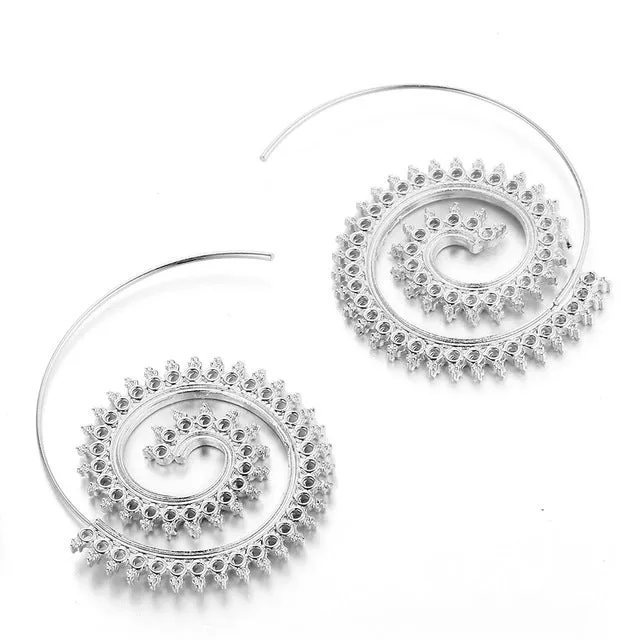 Meyfflin 8 Types Big Swirl Hoop Earrings for Women 2017 New Bohemian Geometric Earring Female Punk Round Boho Jewelry bijoux