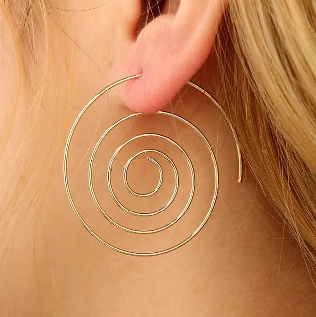 Meyfflin 8 Types Big Swirl Hoop Earrings for Women 2017 New Bohemian Geometric Earring Female Punk Round Boho Jewelry bijoux