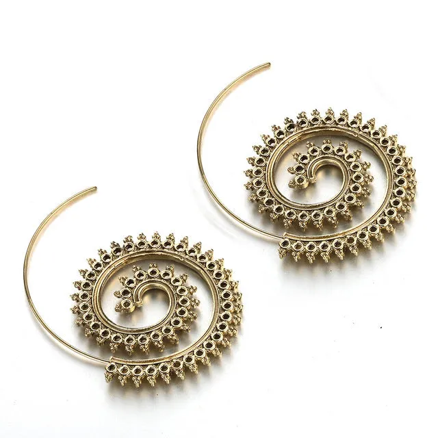 Meyfflin 8 Types Big Swirl Hoop Earrings for Women 2017 New Bohemian Geometric Earring Female Punk Round Boho Jewelry bijoux