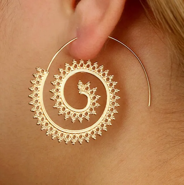 Meyfflin 8 Types Big Swirl Hoop Earrings for Women 2017 New Bohemian Geometric Earring Female Punk Round Boho Jewelry bijoux