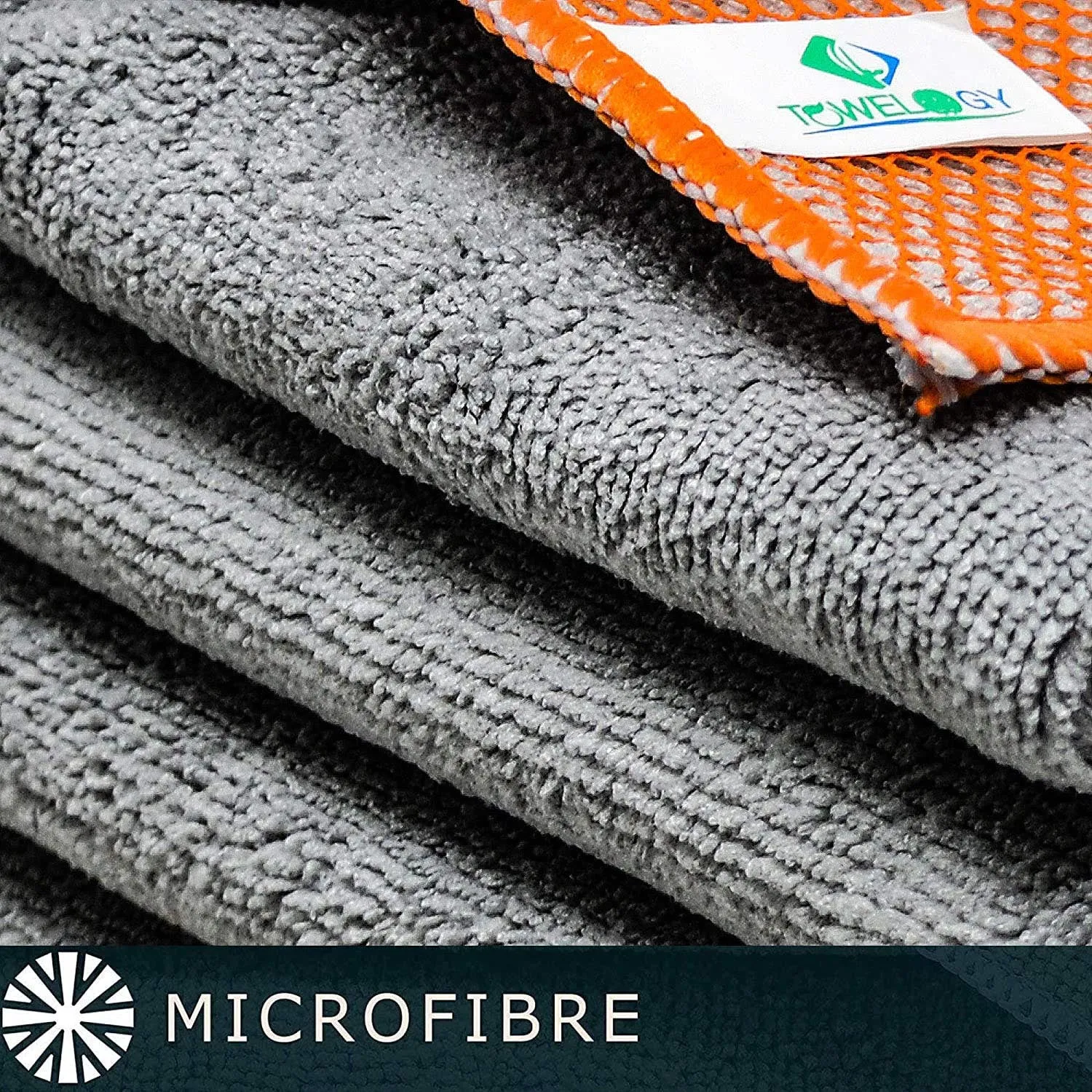 Microfibre Bird Mess Remover Scrubber Cloth Net Backing Orange Grey