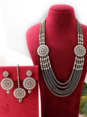Mihika Layered Necklace Set (Silver)