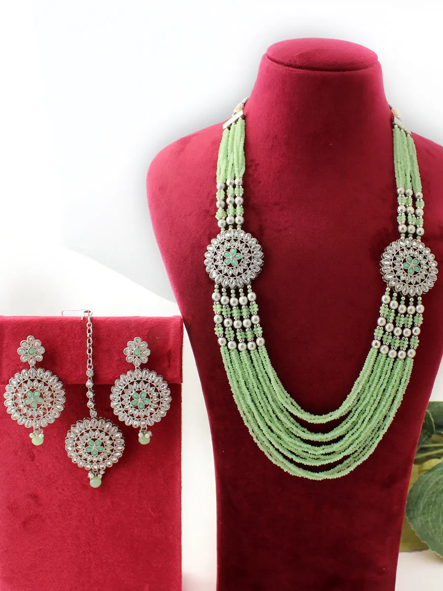 Mihika Layered Necklace Set (Silver)