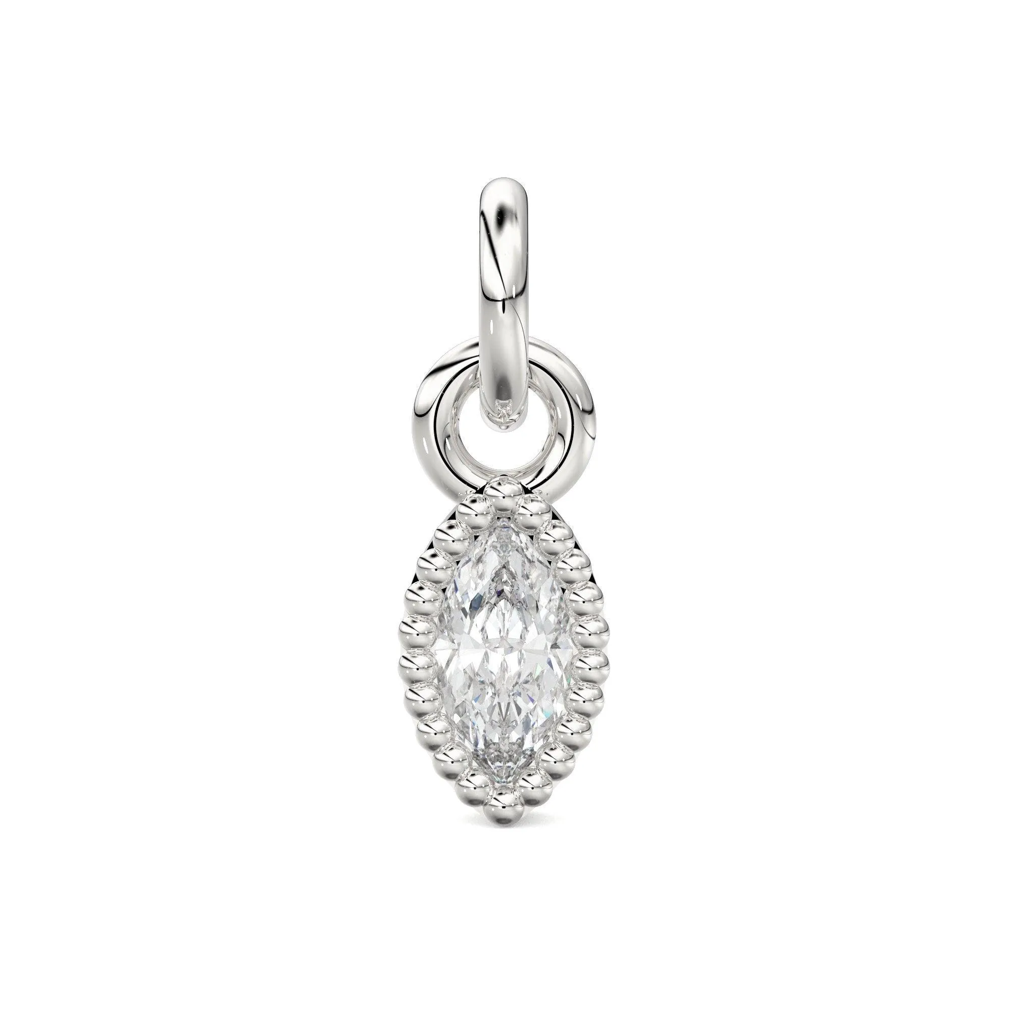 Milgrain Marquise Diamond Charm Pendant / 14k 18k Solid Gold Pendant / Petite Diamond Charm / Sale