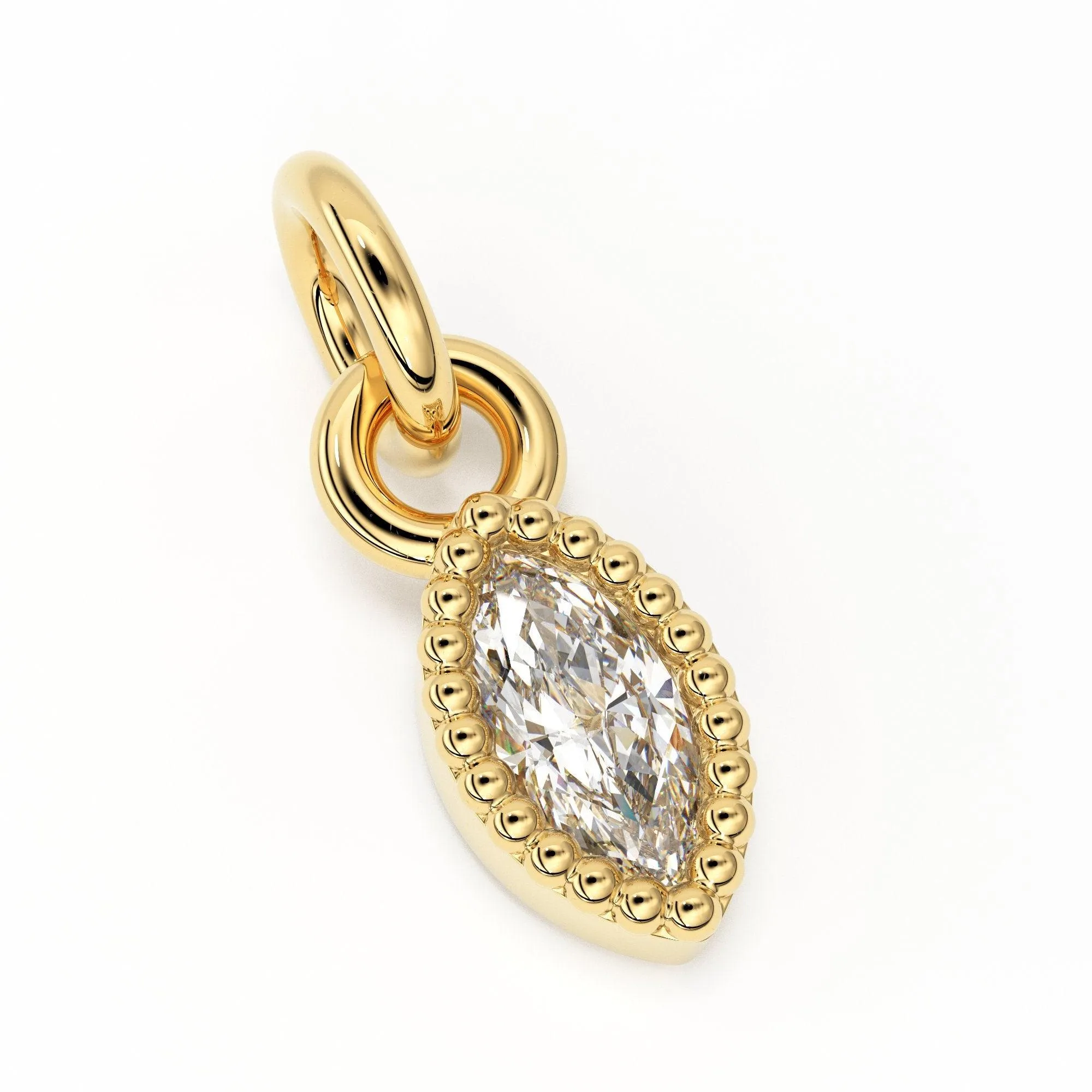 Milgrain Marquise Diamond Charm Pendant / 14k 18k Solid Gold Pendant / Petite Diamond Charm / Sale