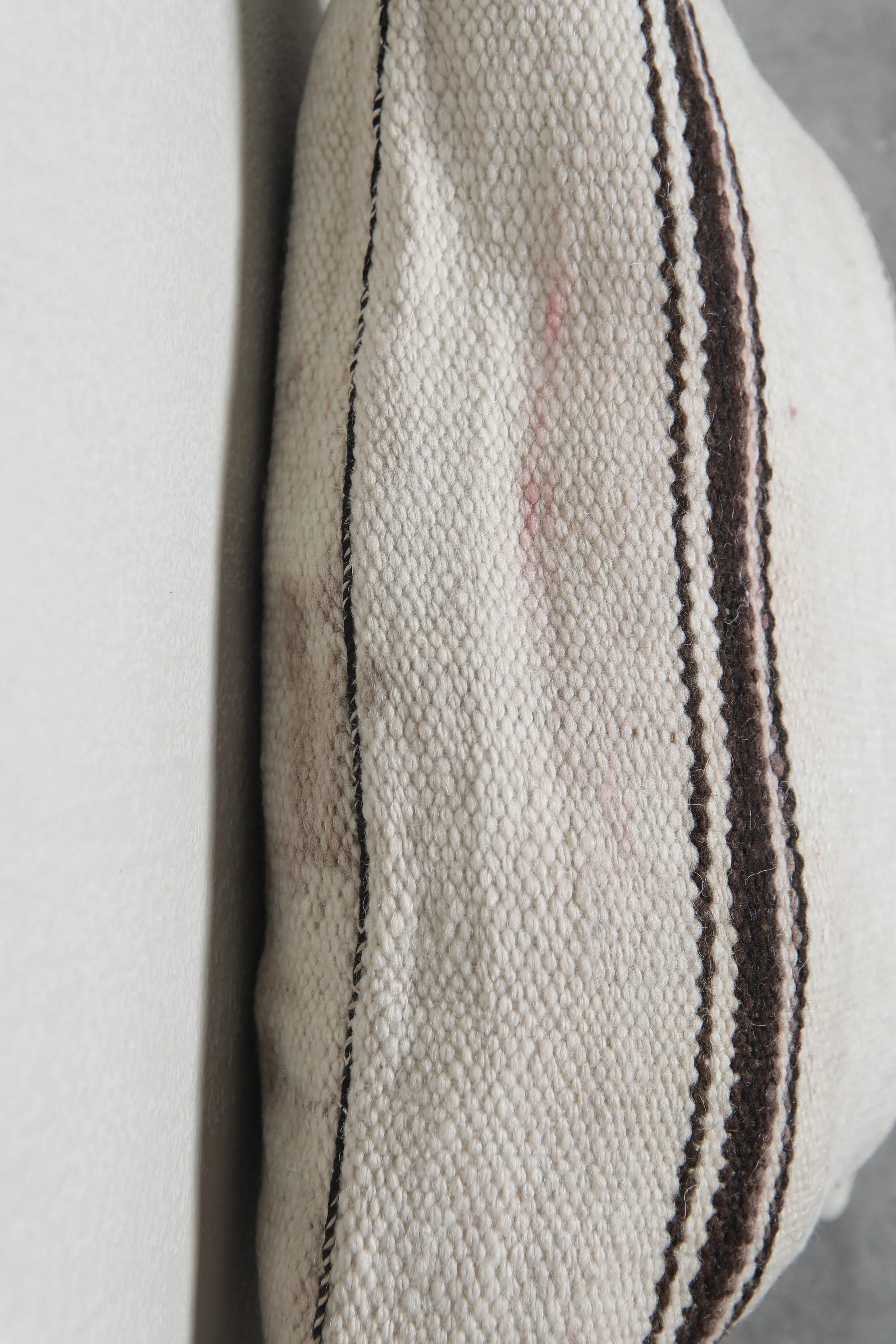 Minimalist Moroccan Pillow in Cream with Black Stripes - 16.5 x 17.3 Inches