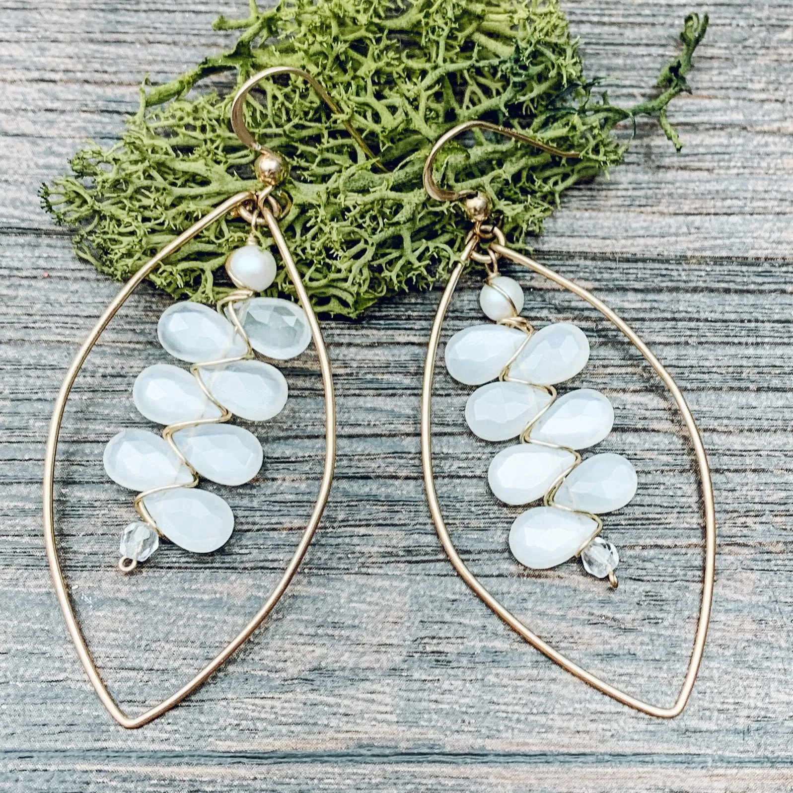 Moonstone Kaleidoscope Gems Statement Hoops