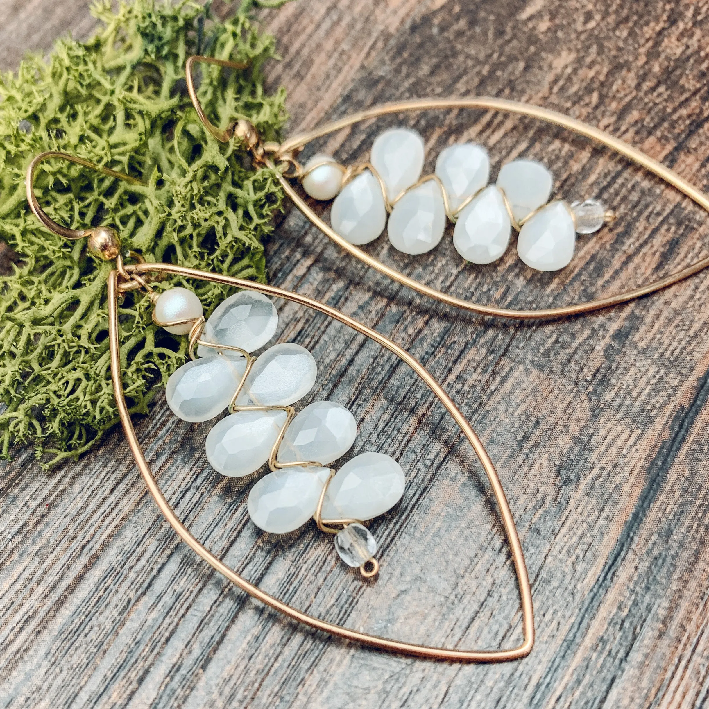 Moonstone Kaleidoscope Gems Statement Hoops