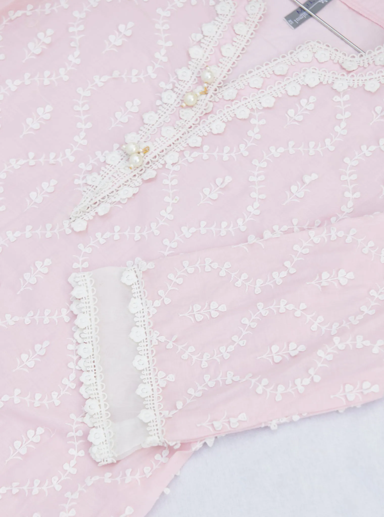 Mulmul Cotton Maneri Pink kurta