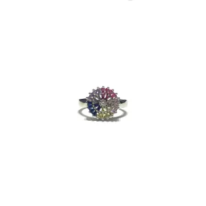 Multi-Color Circle CZ Ring (Silver)