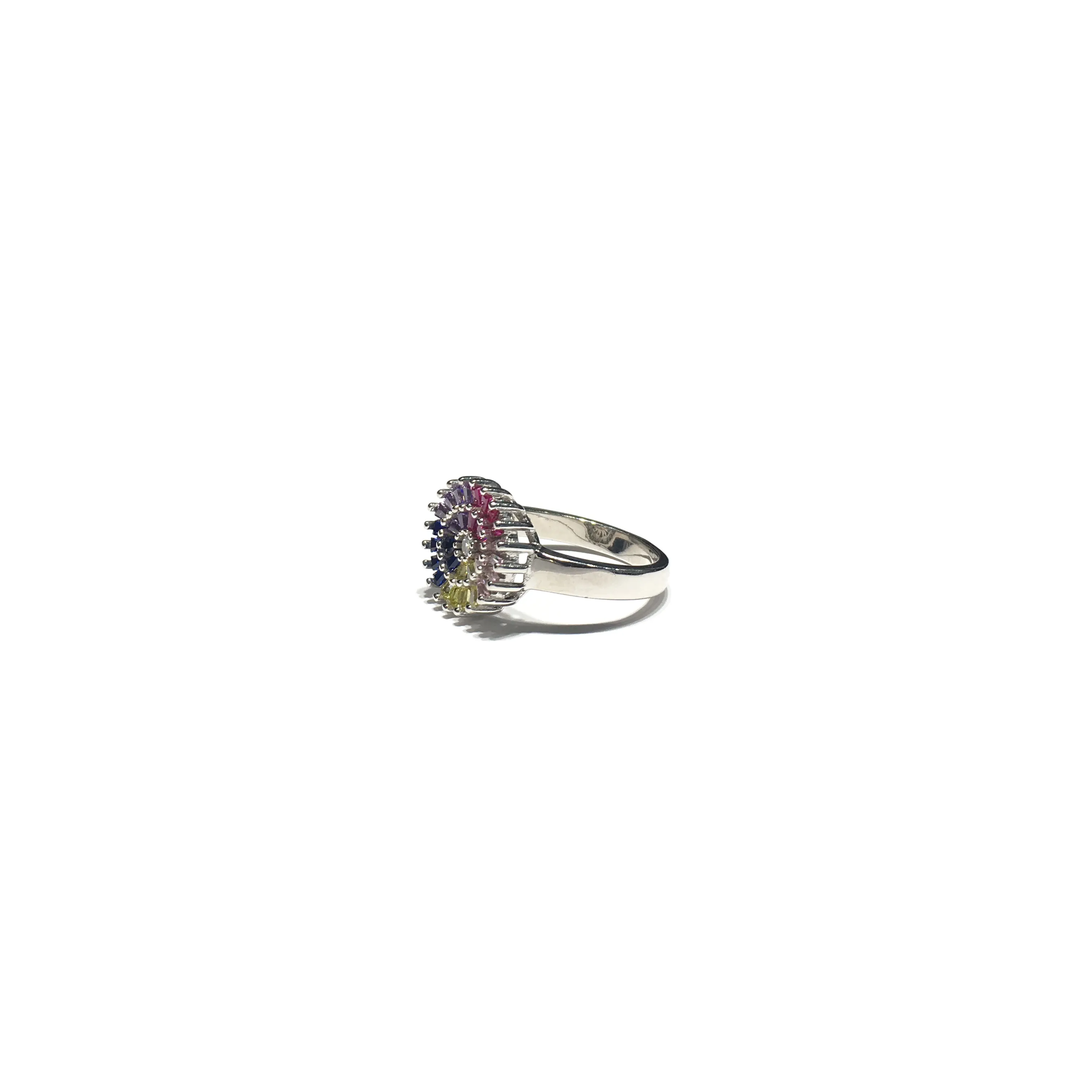 Multi-Color Circle CZ Ring (Silver)