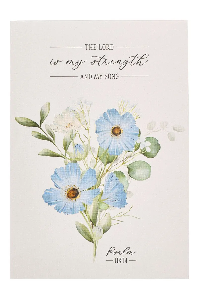 My Strength and My Song Blue Floral Notepad