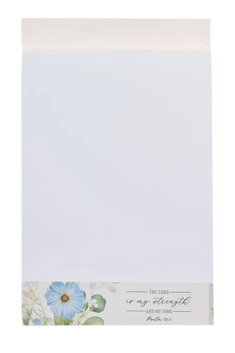My Strength and My Song Blue Floral Notepad