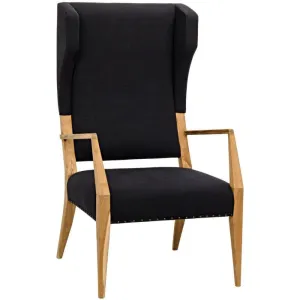 Narciso Chair, Teak with Black Woven Fabric