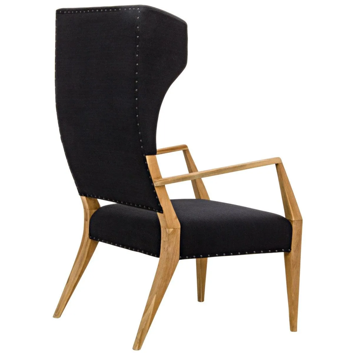 Narciso Chair, Teak with Black Woven Fabric