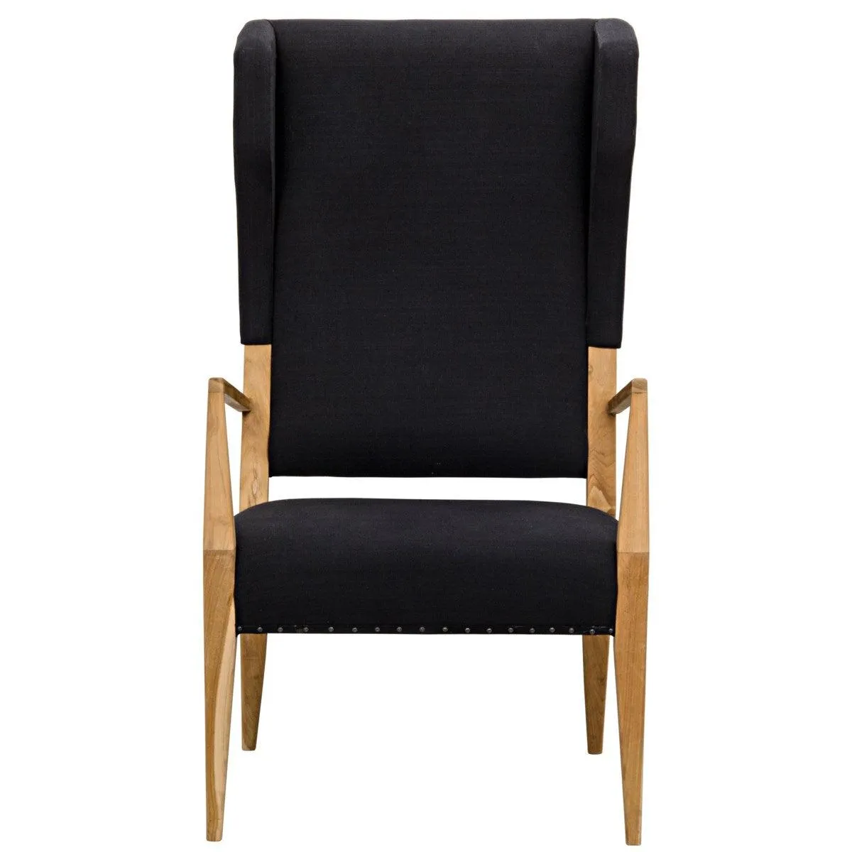 Narciso Chair, Teak with Black Woven Fabric