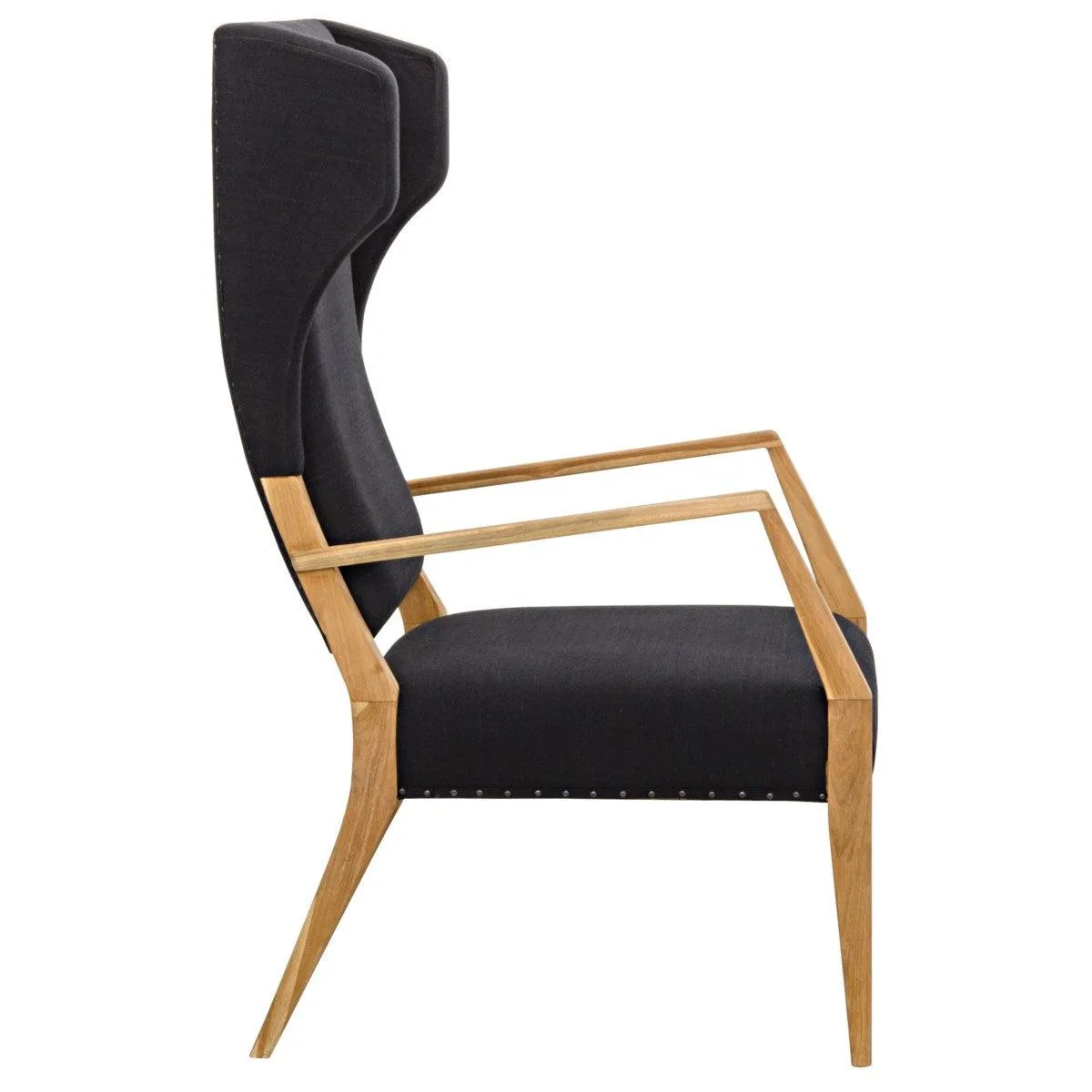 Narciso Chair, Teak with Black Woven Fabric
