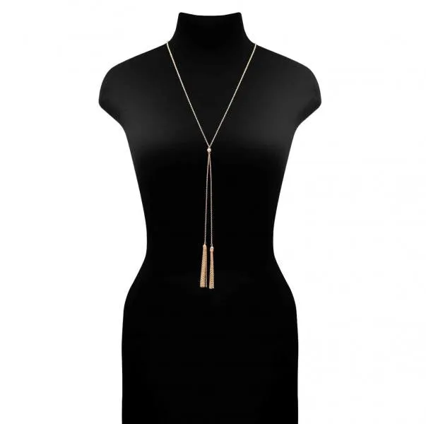 Necklace with Tassels - Gold - One Size