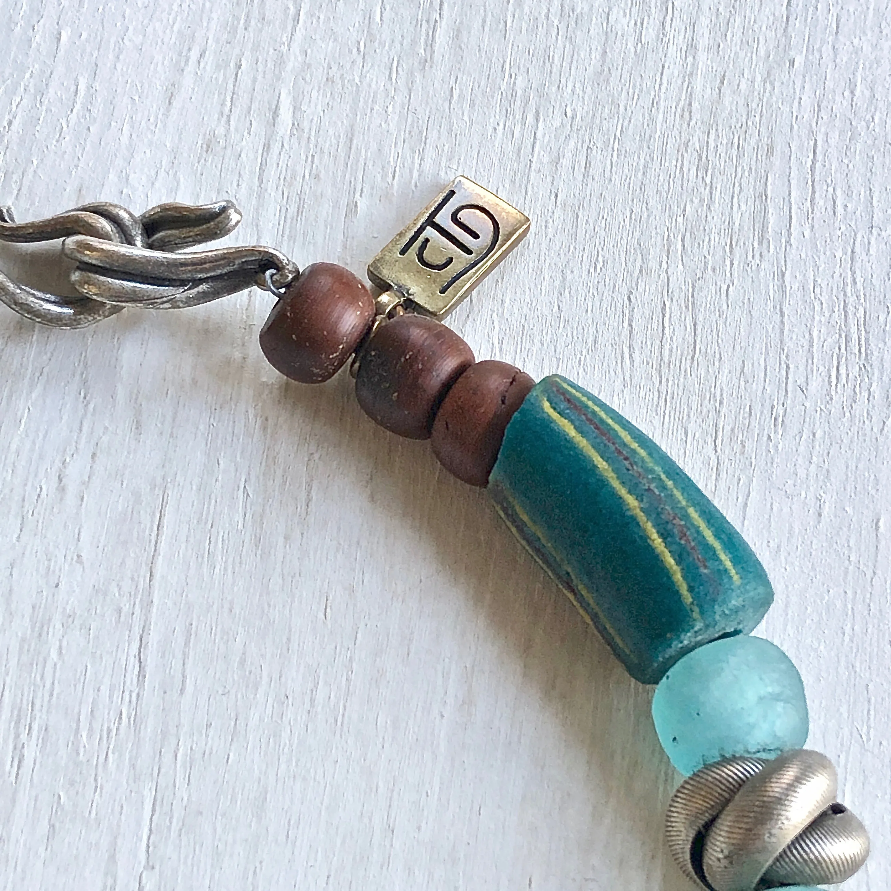 Nepalese Om pendant and African beads necklace