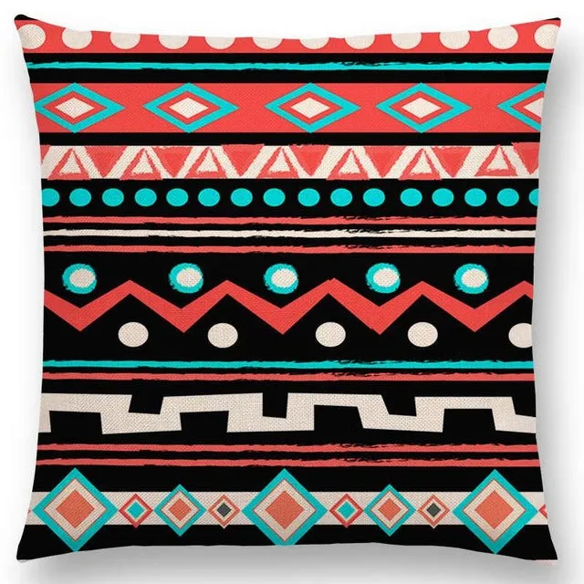 New Hippie Boho Acqua Navajo Aiyana Decorative Pattern Ethnic Tribal Prints Tipi Geometric Stripe Cushion Cover Pillow Case