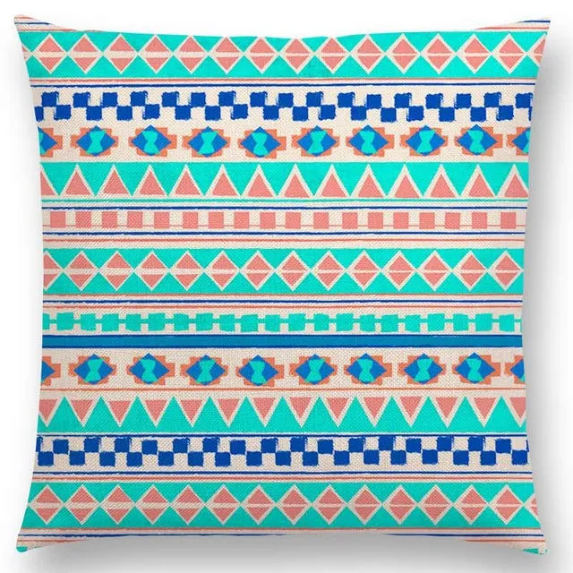 New Hippie Boho Acqua Navajo Aiyana Decorative Pattern Ethnic Tribal Prints Tipi Geometric Stripe Cushion Cover Pillow Case