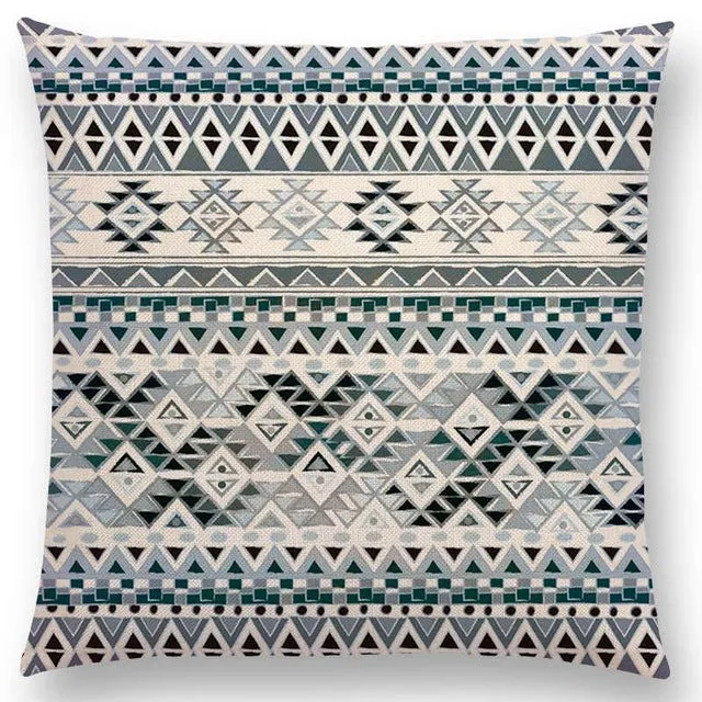 New Hippie Boho Acqua Navajo Aiyana Decorative Pattern Ethnic Tribal Prints Tipi Geometric Stripe Cushion Cover Pillow Case