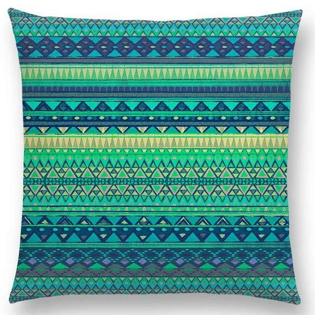 New Hippie Boho Acqua Navajo Aiyana Decorative Pattern Ethnic Tribal Prints Tipi Geometric Stripe Cushion Cover Pillow Case