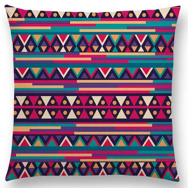 New Hippie Boho Acqua Navajo Aiyana Decorative Pattern Ethnic Tribal Prints Tipi Geometric Stripe Cushion Cover Pillow Case