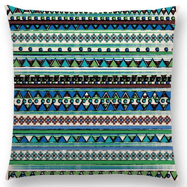 New Hippie Boho Acqua Navajo Aiyana Decorative Pattern Ethnic Tribal Prints Tipi Geometric Stripe Cushion Cover Pillow Case