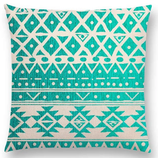 New Hippie Boho Acqua Navajo Aiyana Decorative Pattern Ethnic Tribal Prints Tipi Geometric Stripe Cushion Cover Pillow Case