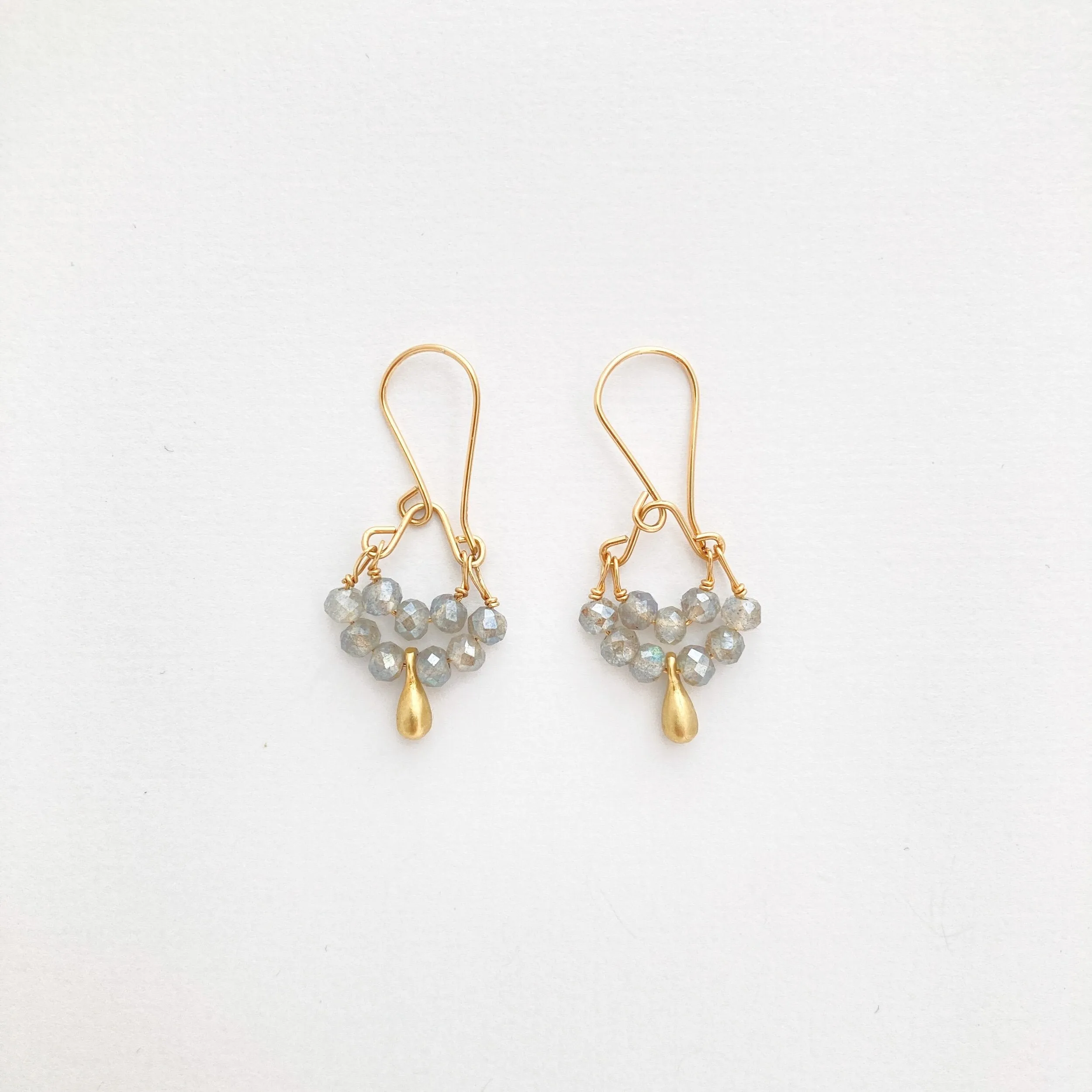 NEW! Labradorite and Gold Vermeil Drop Bead on Gold Fill Earring by Debbie Fisher