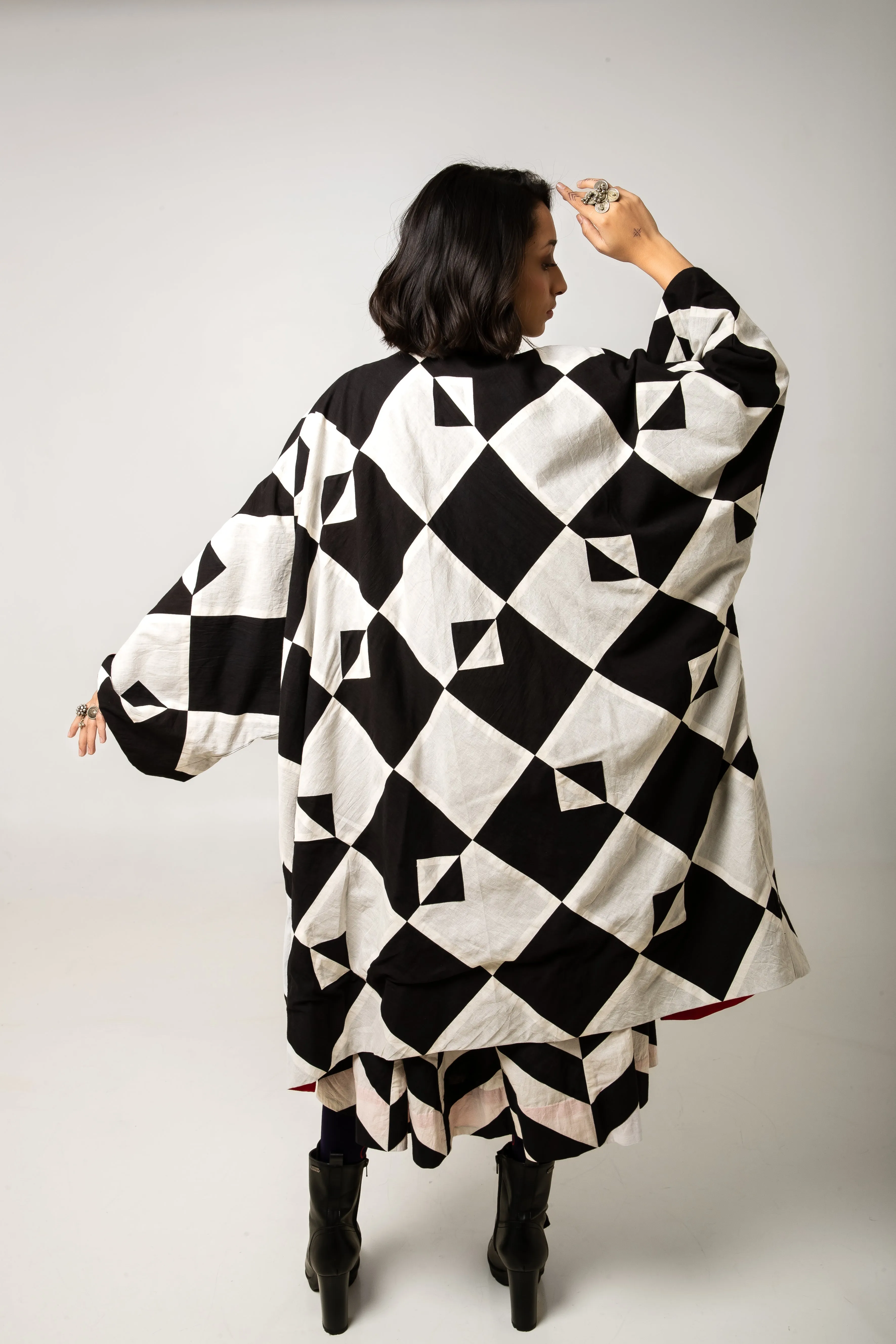 New Season Summer/Fall 2024-Jacket Oversized Cotton Doma Black White -Ka-Sha - Fashion Edit Aseem