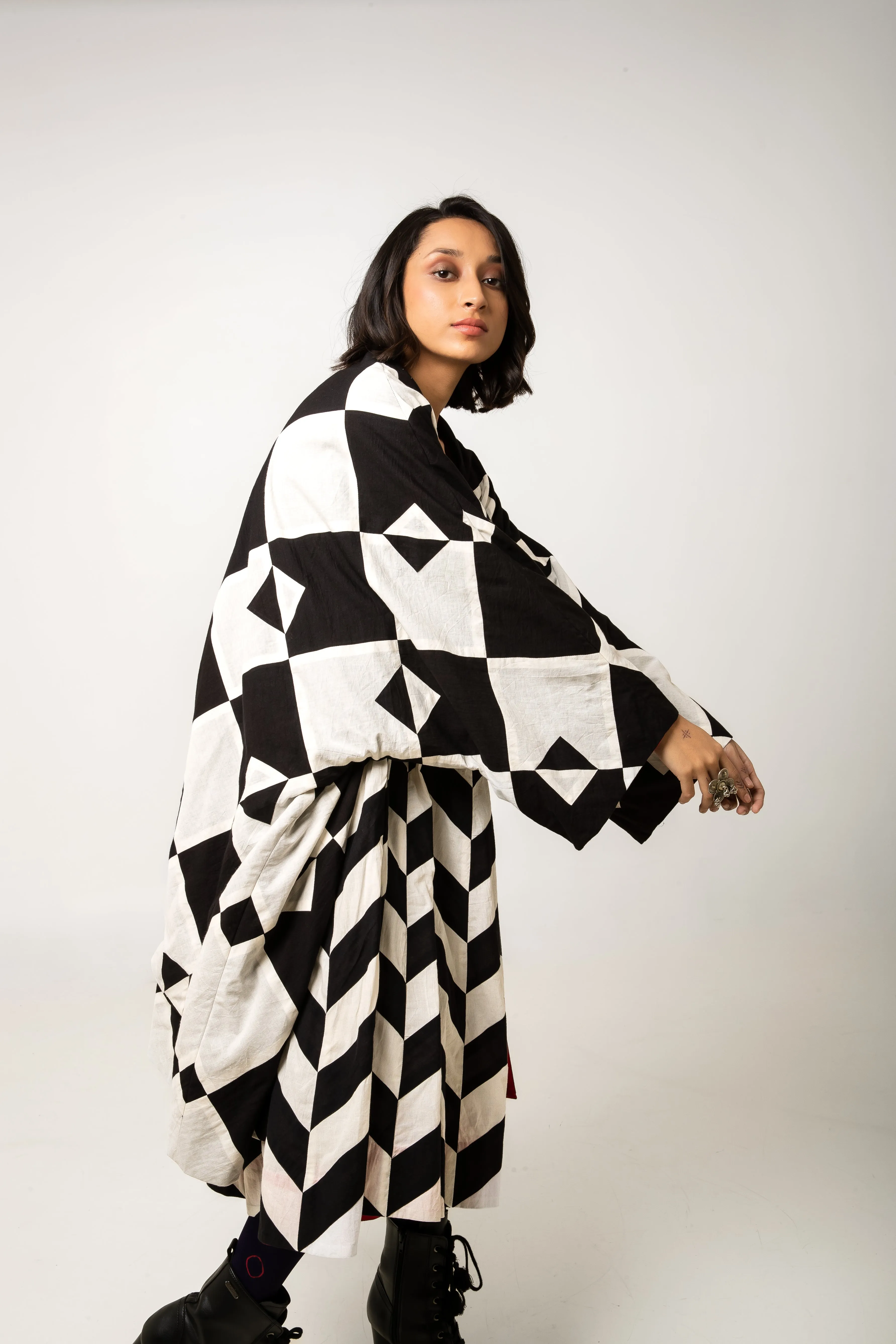 New Season Summer/Fall 2024-Jacket Oversized Cotton Doma Black White -Ka-Sha - Fashion Edit Aseem