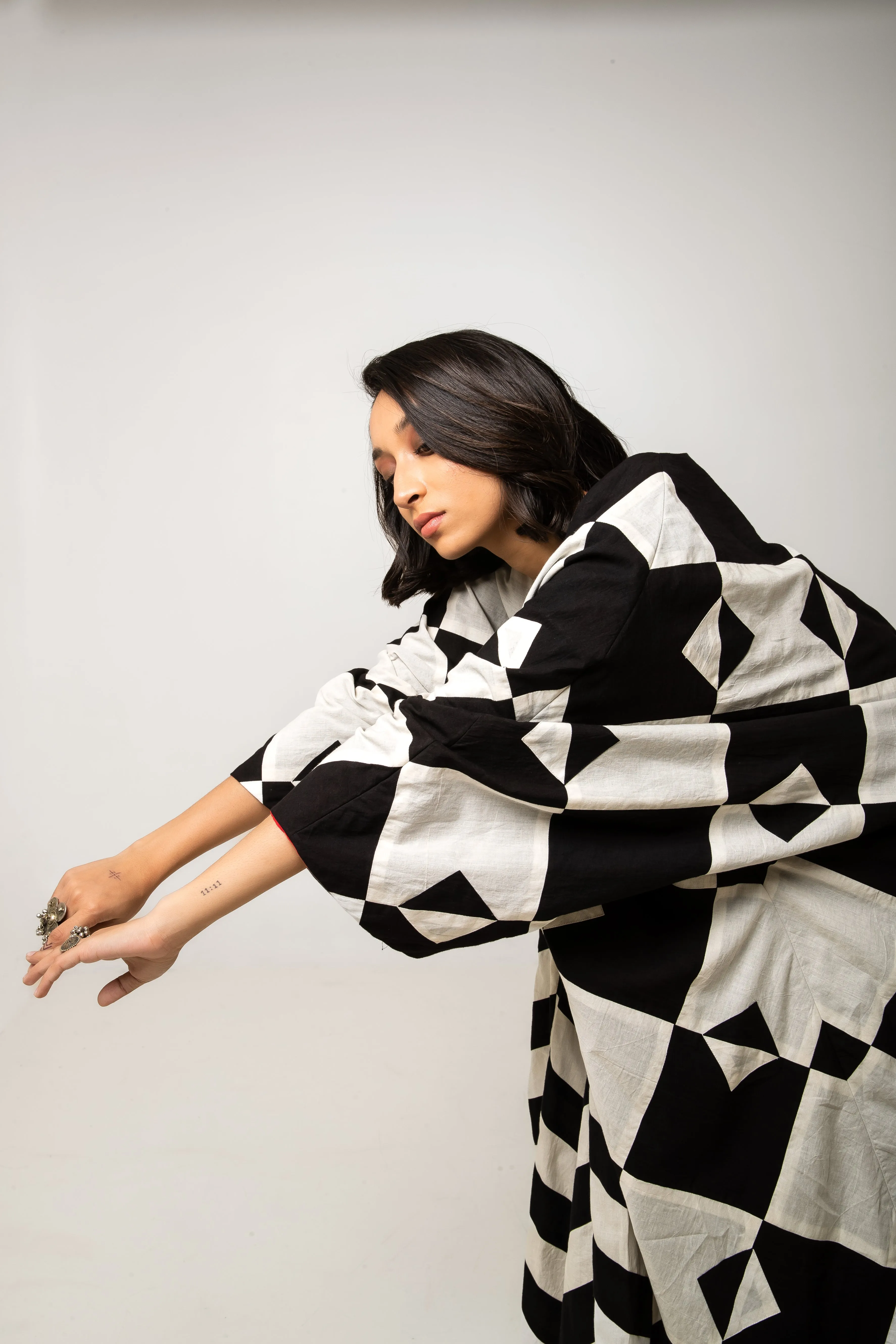 New Season Summer/Fall 2024-Jacket Oversized Cotton Doma Black White -Ka-Sha - Fashion Edit Aseem