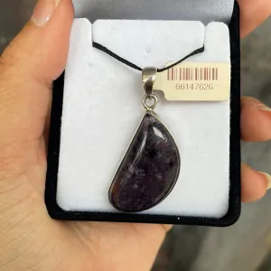 Oblique Teardrop Charoite 925 Sterling Silver Pendant