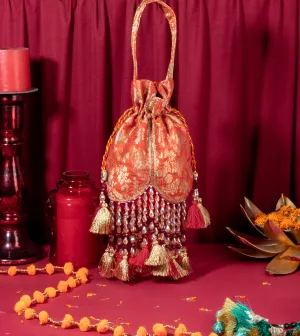 Orange Meera Tasseled Potli