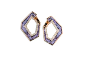 Origami Link no.5 Purple Sapphire & Diamond Earrings (Grande)