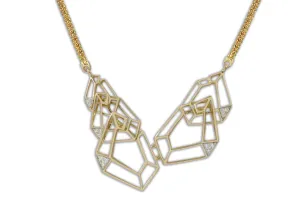 Origami Skeleton 5 Link no.5 Diamond Necklace