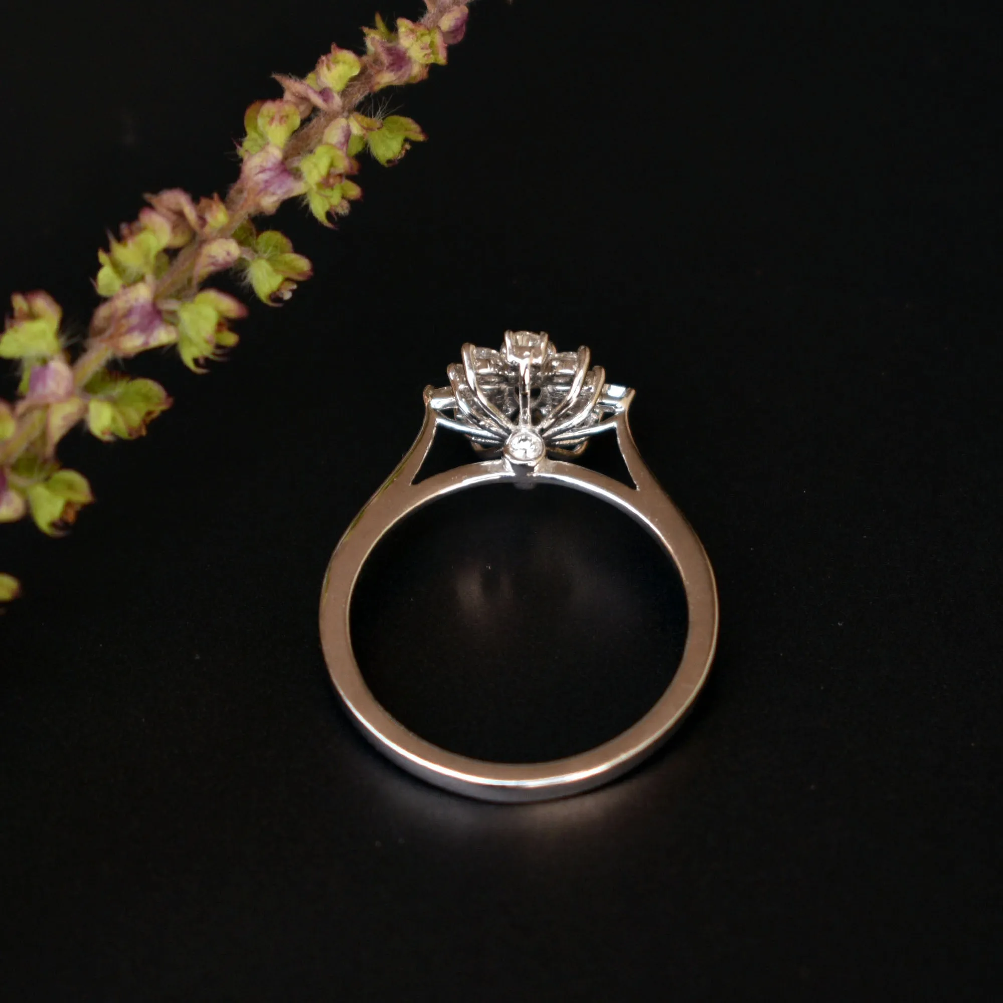 Oval Diamond Engagement Ring with Fancy Cut Diamond Halo