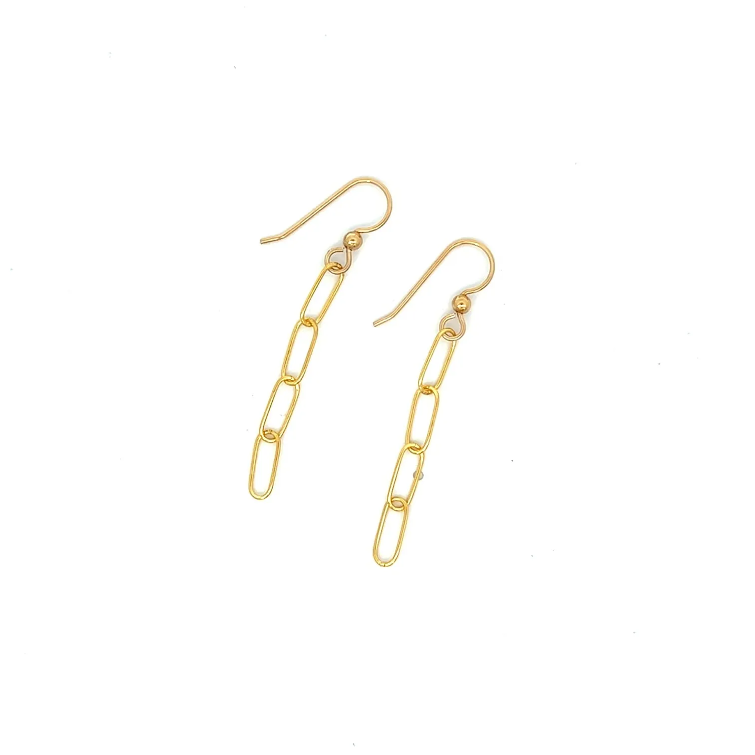 Paperclip Chain Dangle Earrings 14k GF