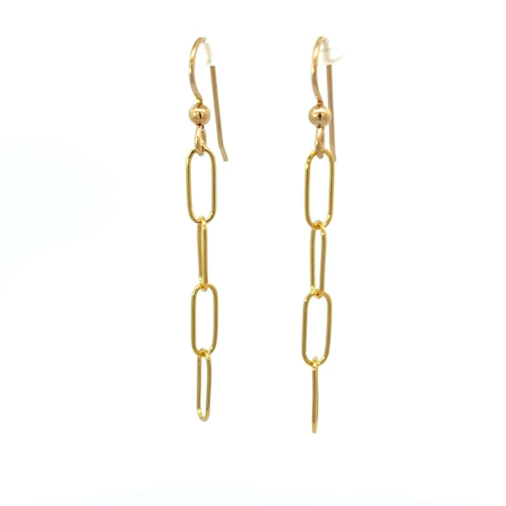 Paperclip Chain Dangle Earrings 14k GF