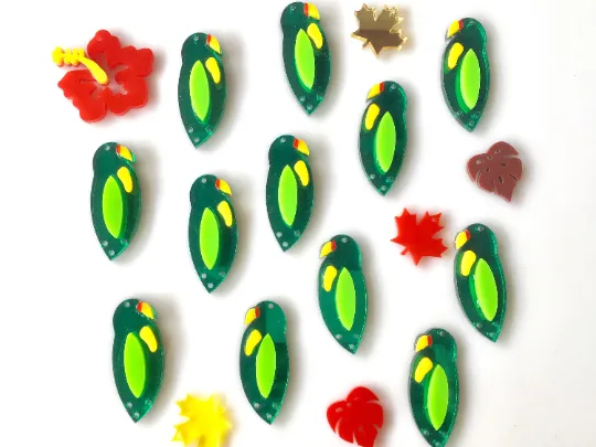 Parrots for Earrings / 12 Pieces, 50mm